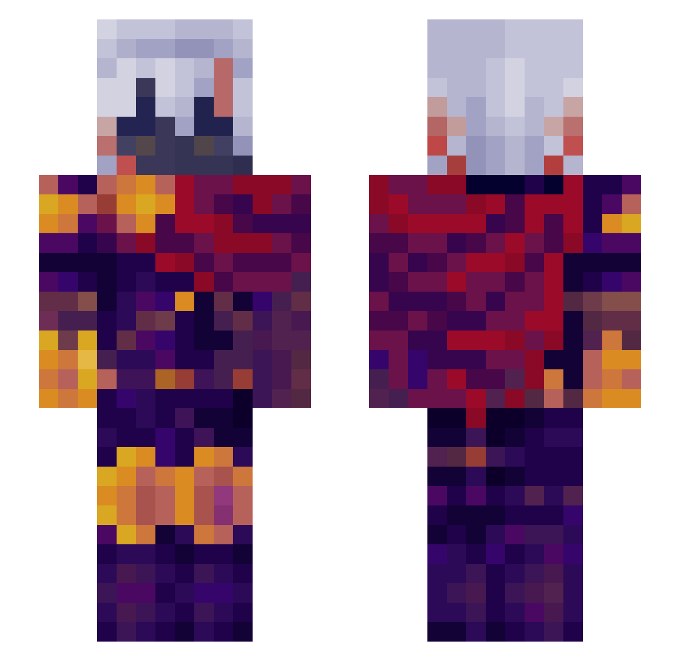 Stars3t Minecraft skin, front and back view