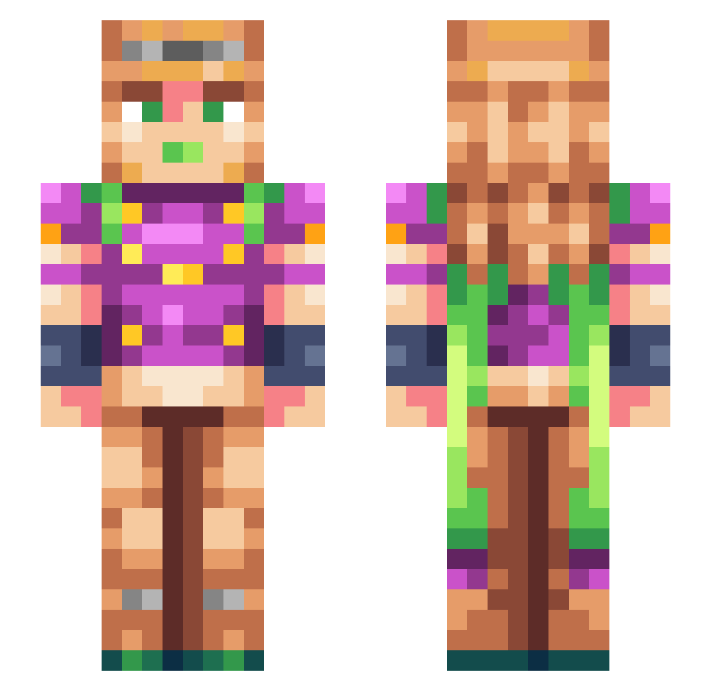 TippedTen Minecraft skin, front and back view