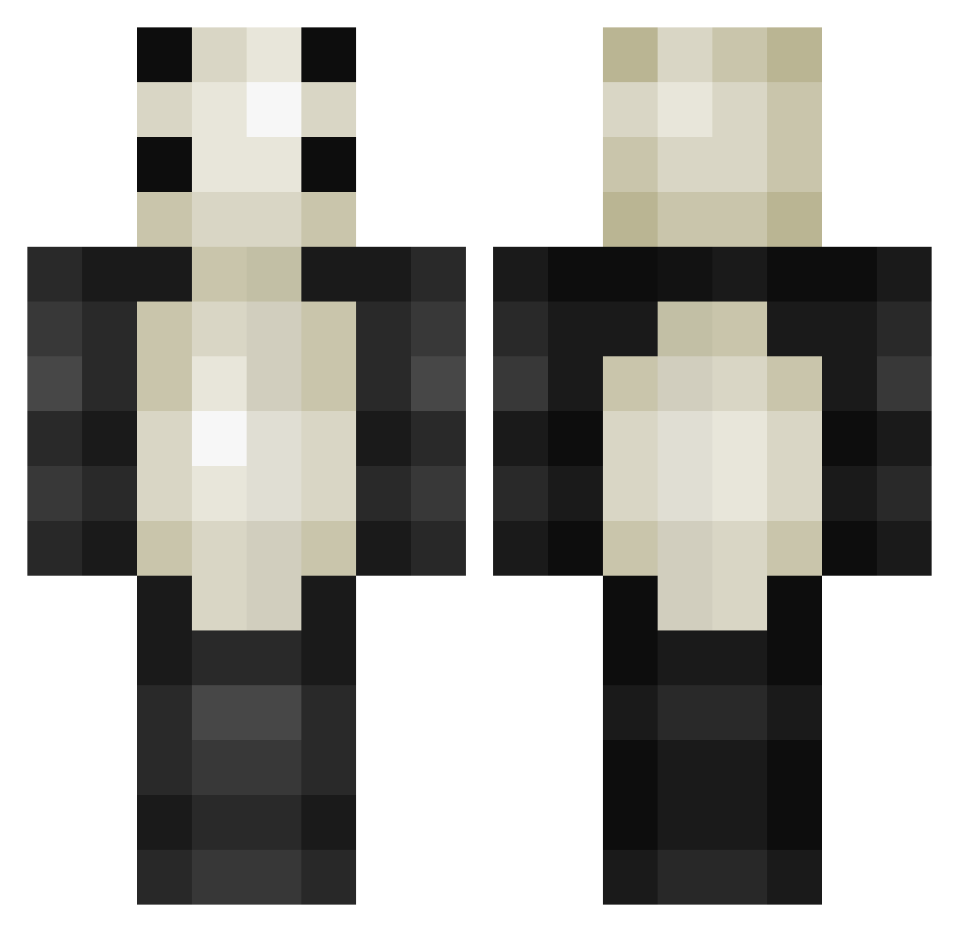 sexmen Minecraft skin, front and back view