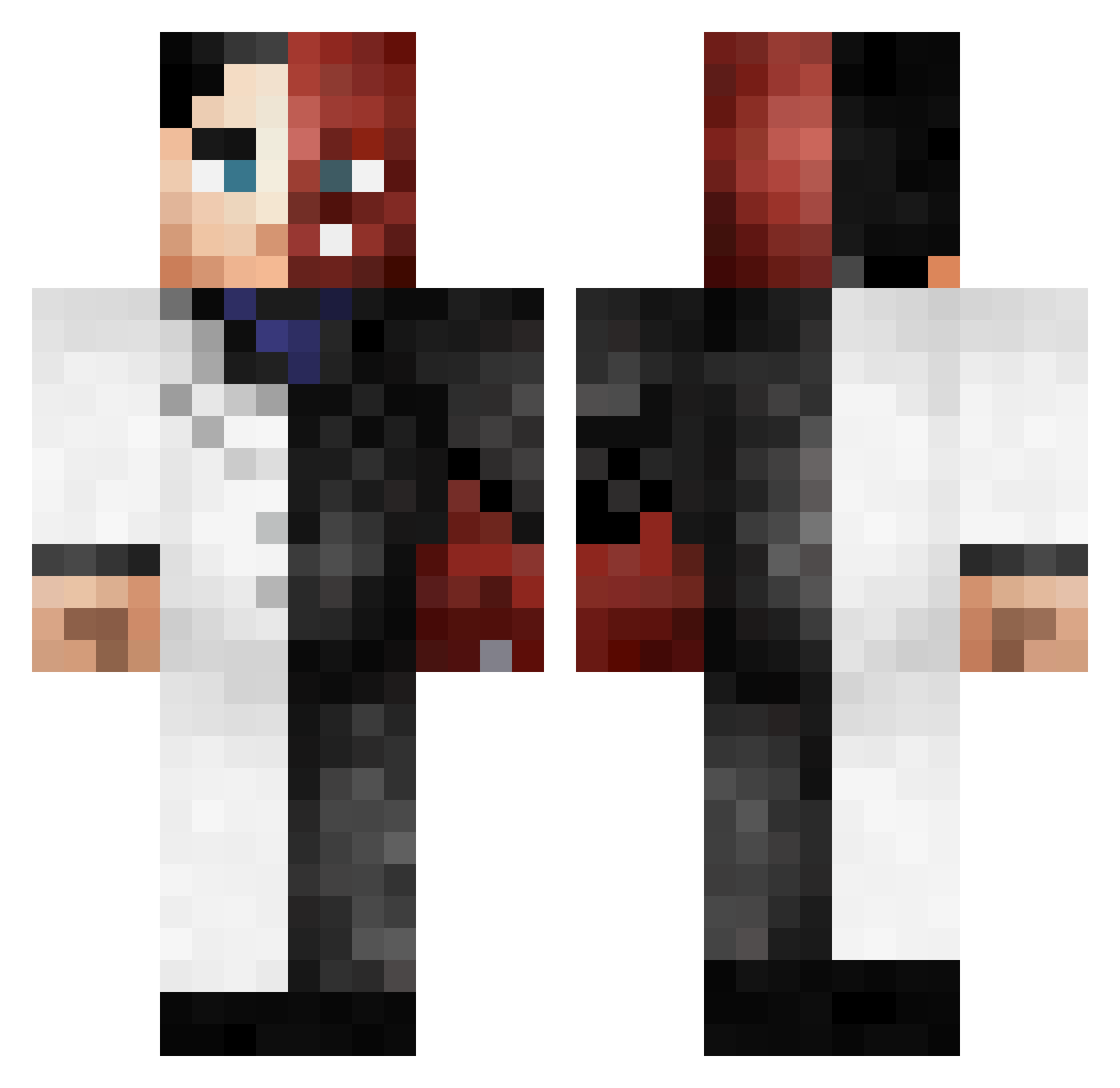 Fableed Minecraft skin, front and back view
