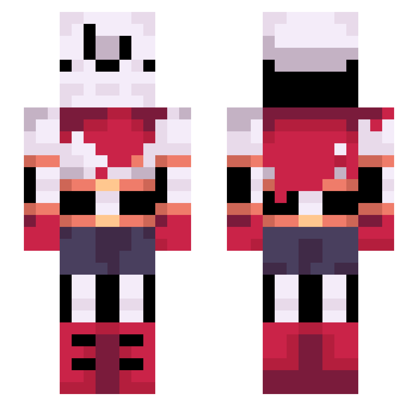 Limberneck Minecraft skin, front and back view