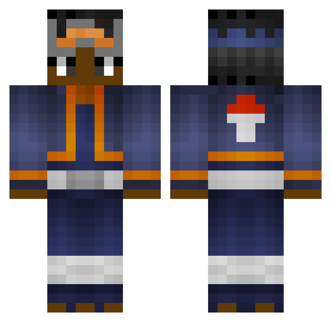 PIJA Minecraft skin, front and back view