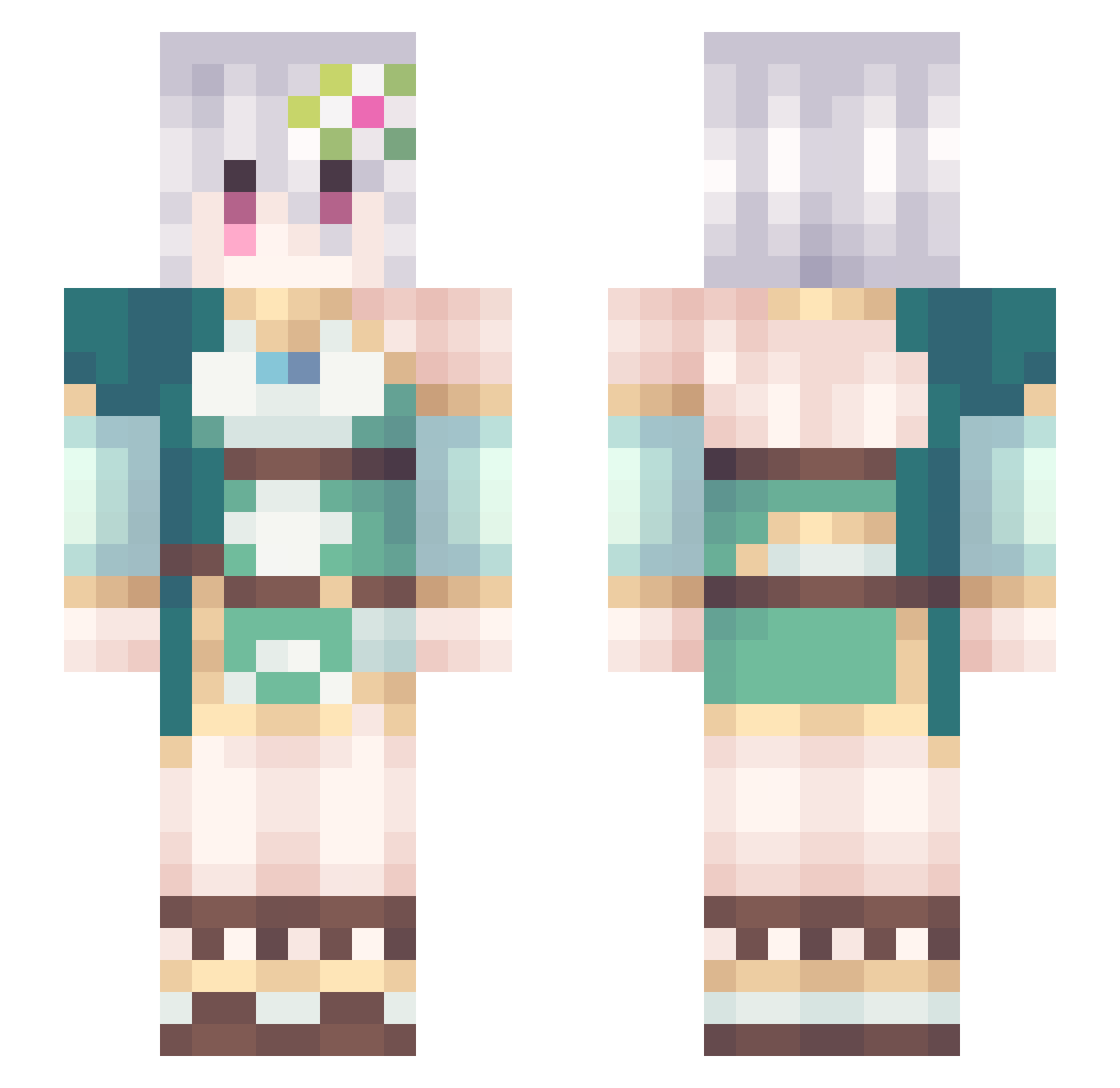 Kokkoro_uwu Minecraft skin, front and back view
