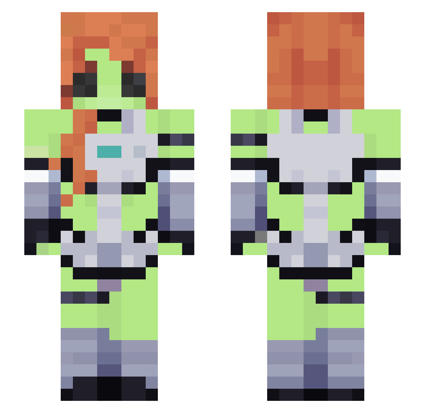Asho0m Minecraft skin, front and back view