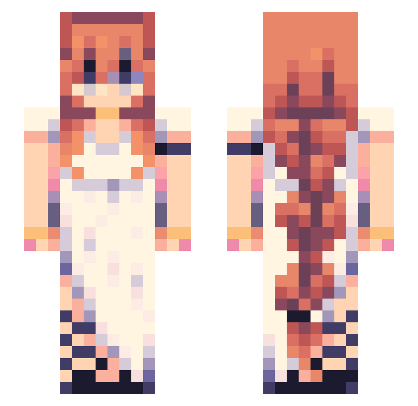 AmberAsta Minecraft skin, front and back view