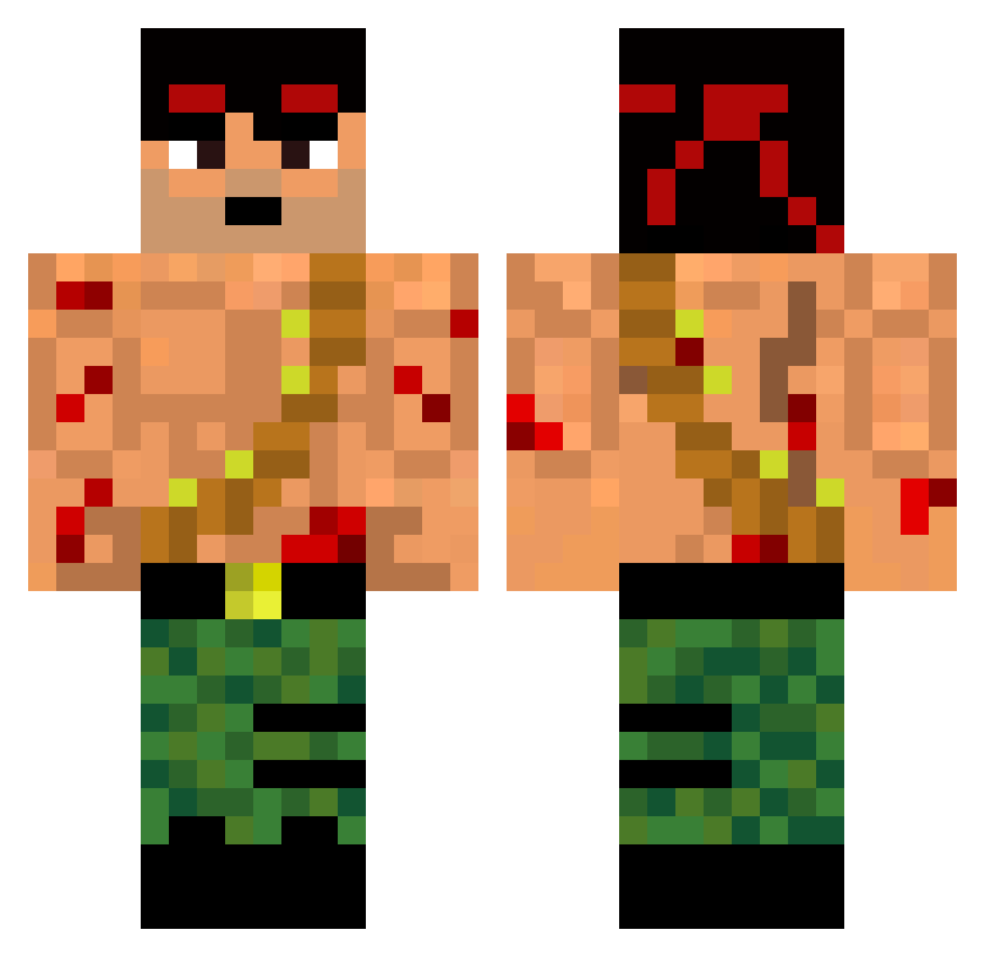 Raul02a Minecraft skin, front and back view
