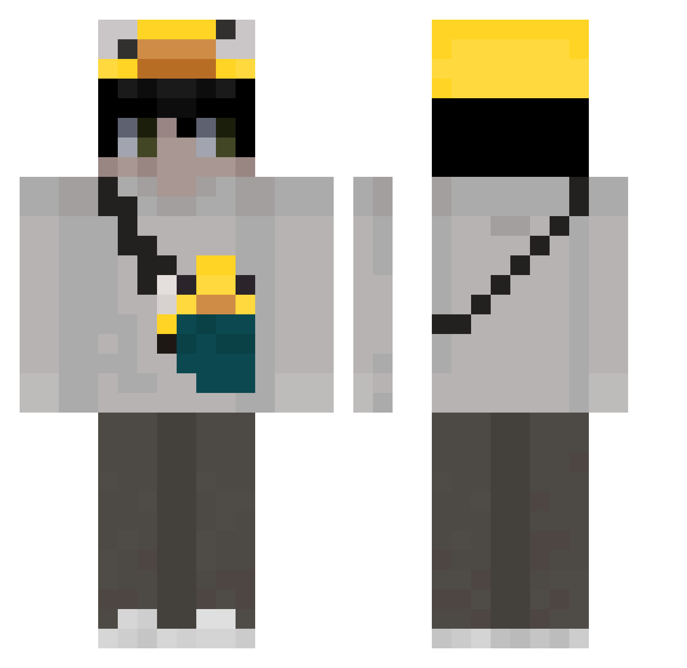 Qonfliqt Minecraft skin, front and back view