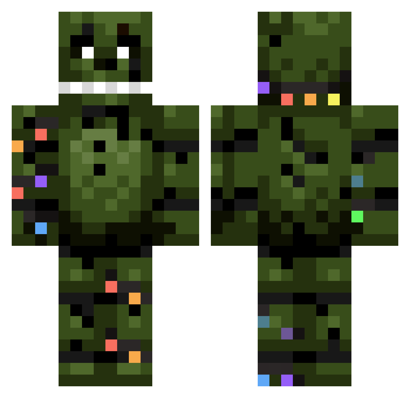 spookycaprinae Minecraft skin, front and back view