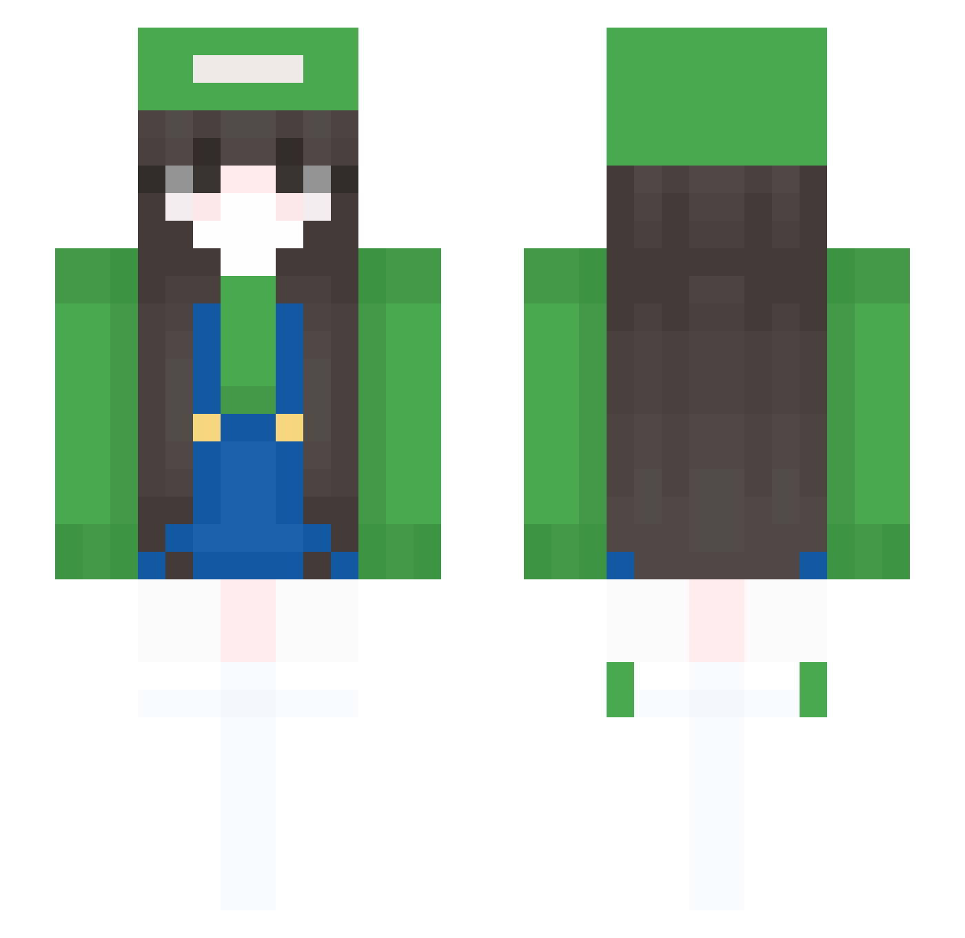 PlushLuigi26 Minecraft skin, front and back view