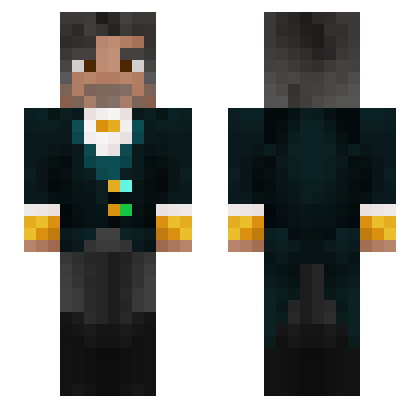 GustavMahler_ Minecraft skin, front and back view
