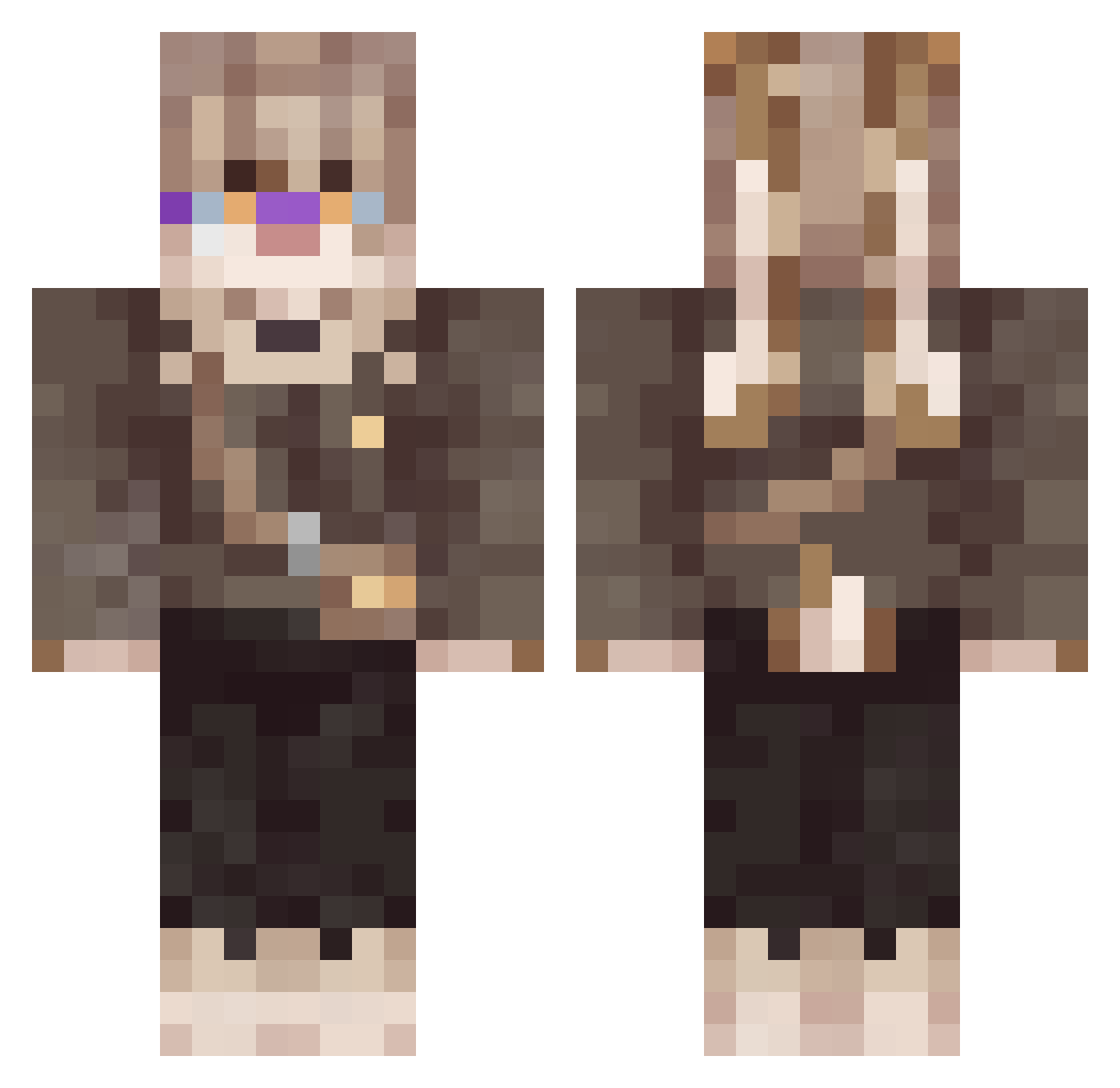 Subliminary Minecraft skin, front and back view