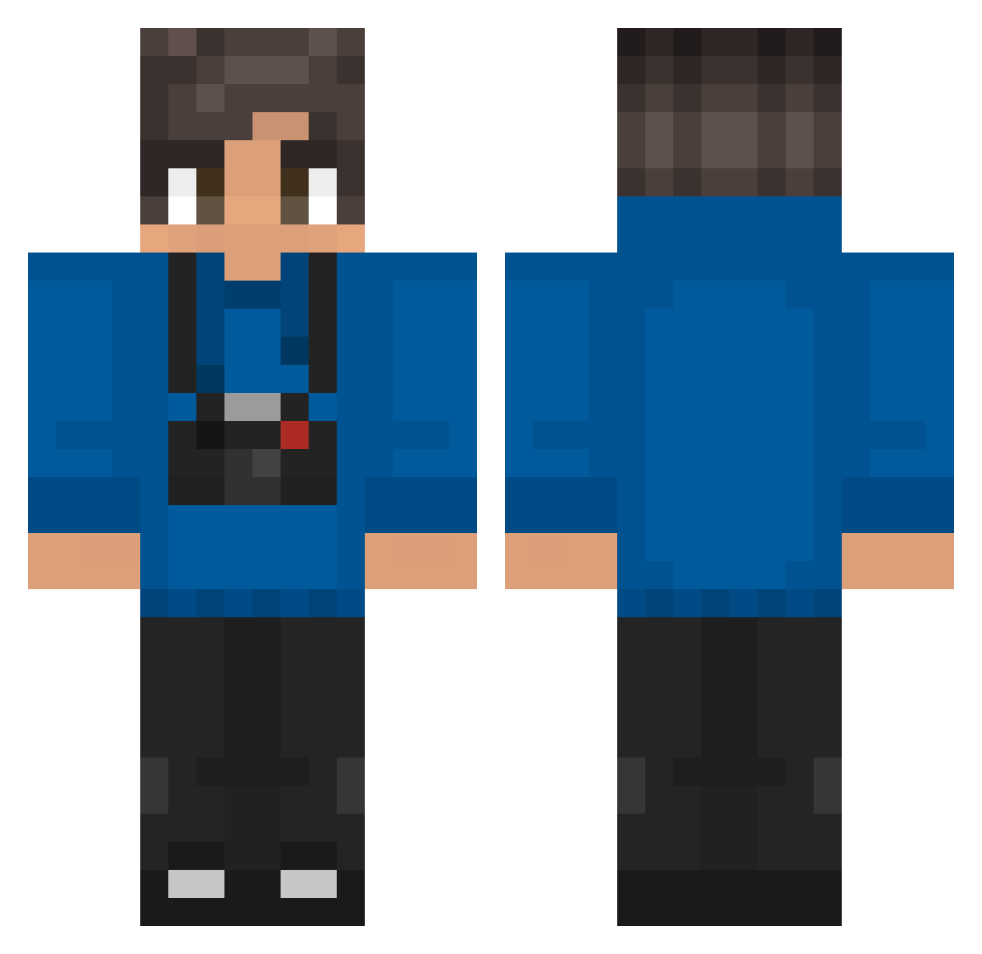 NickkG Minecraft skin, front and back view