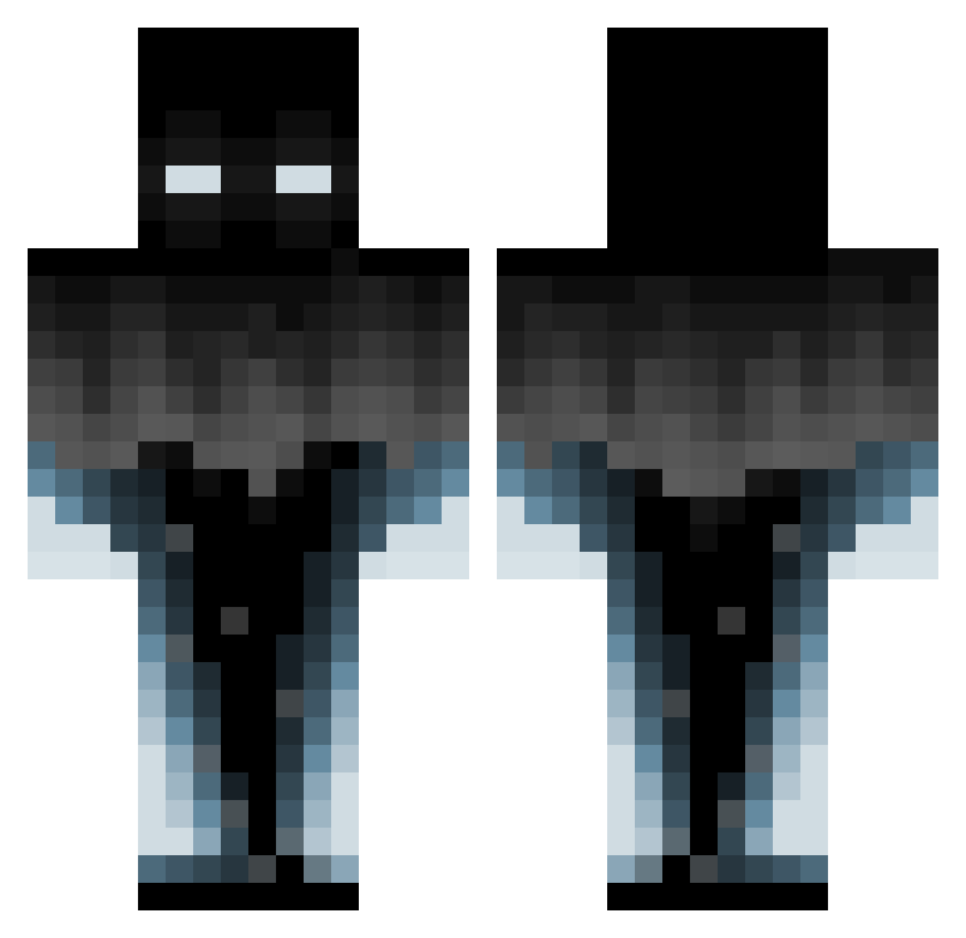 Silvurx Minecraft skin, front and back view