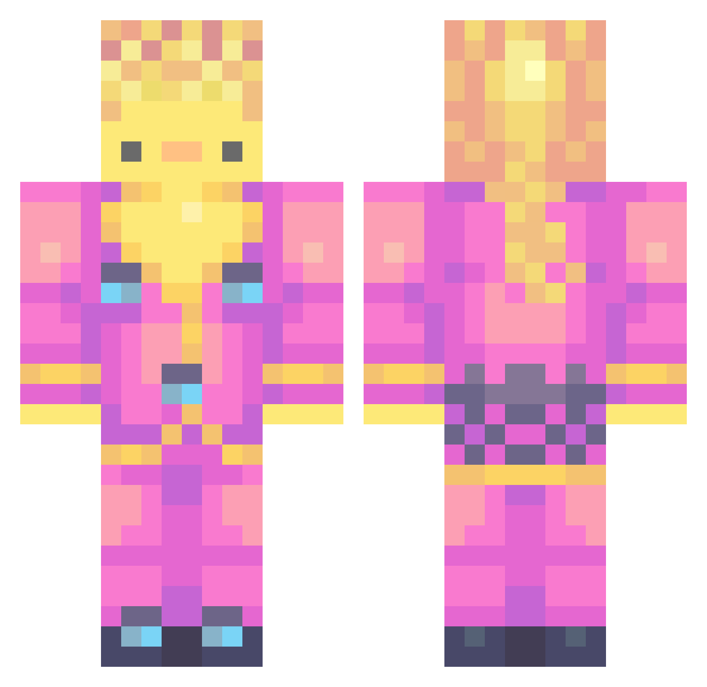pltergst Minecraft skin, front and back view