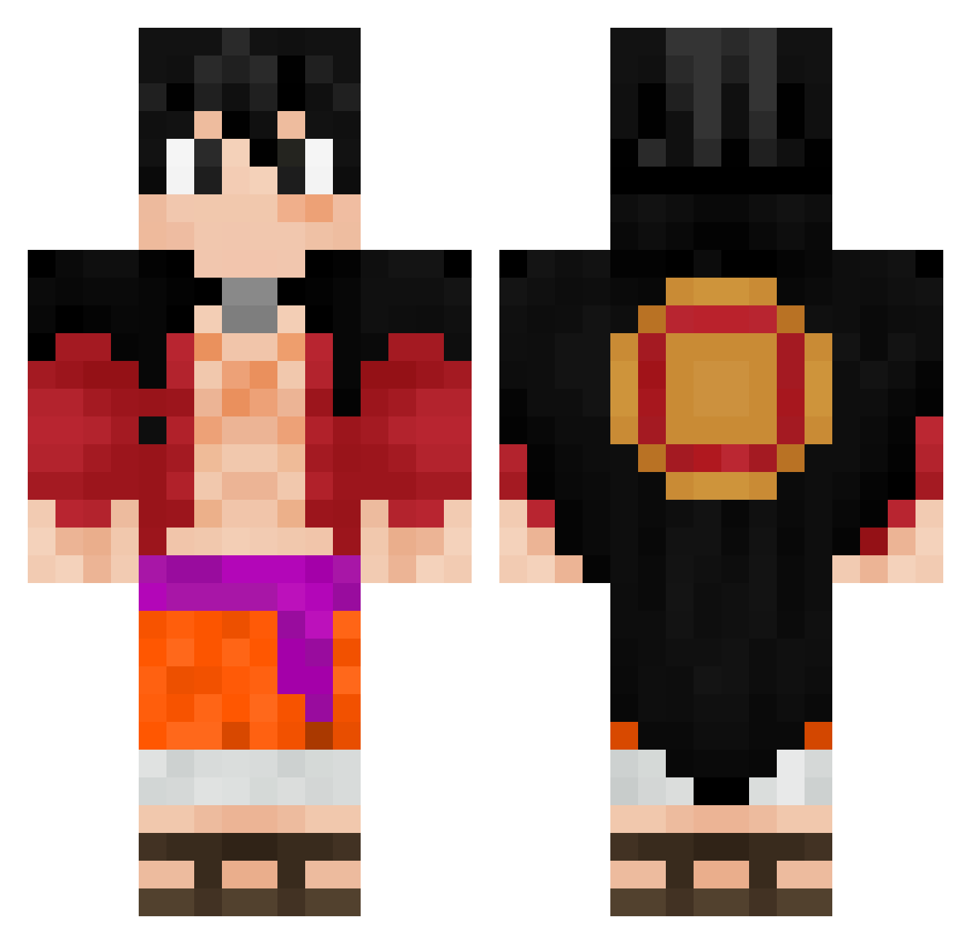 Deoxyys Minecraft skin, front and back view