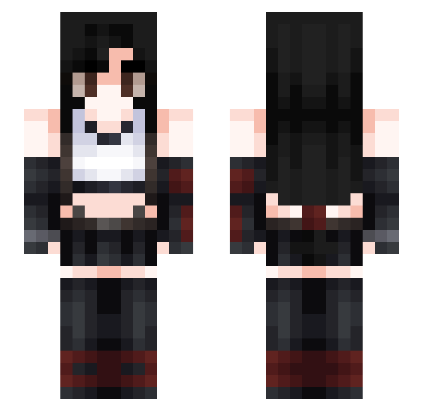 JsFa Minecraft skin, front and back view