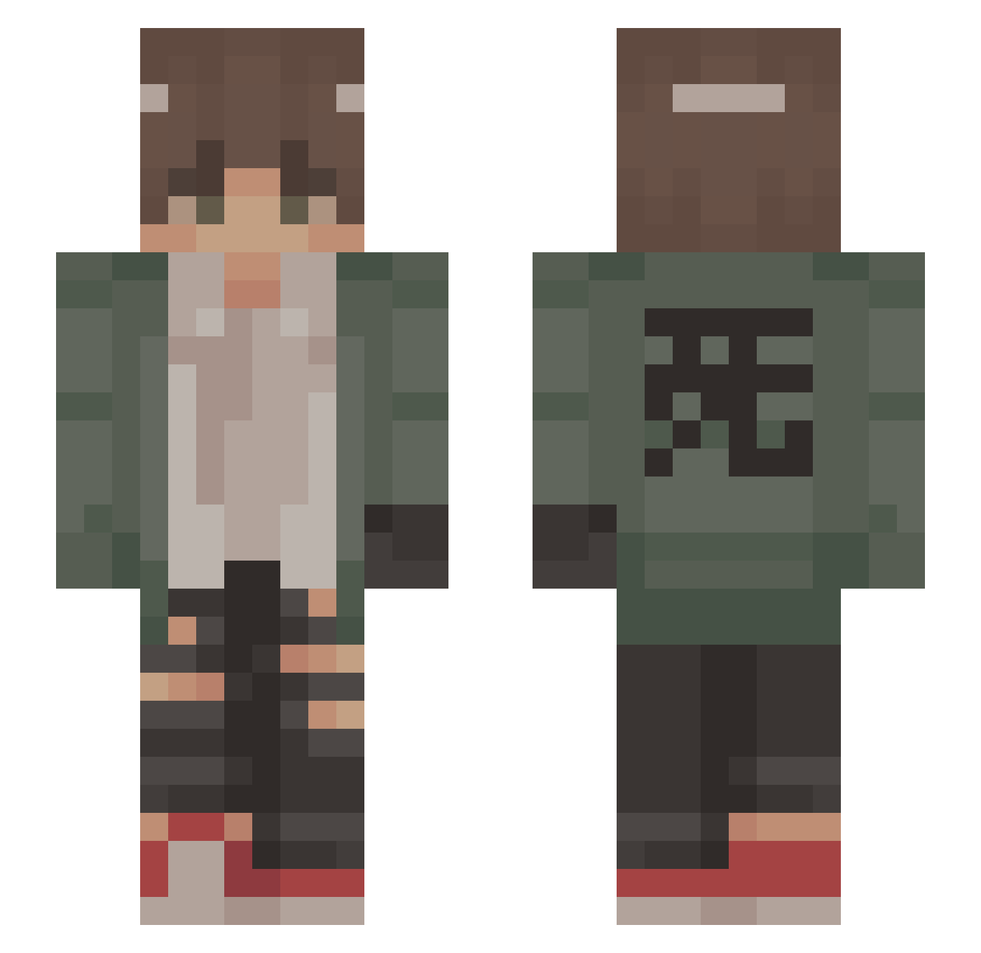 Synechthry Minecraft skin, front and back view