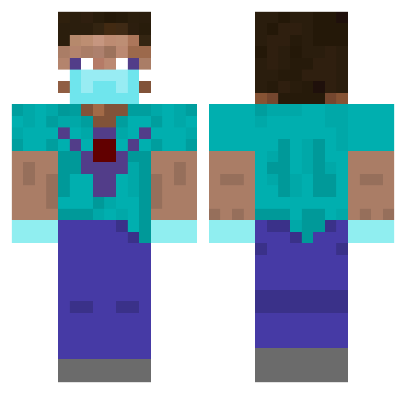 Xagash Minecraft skin, front and back view