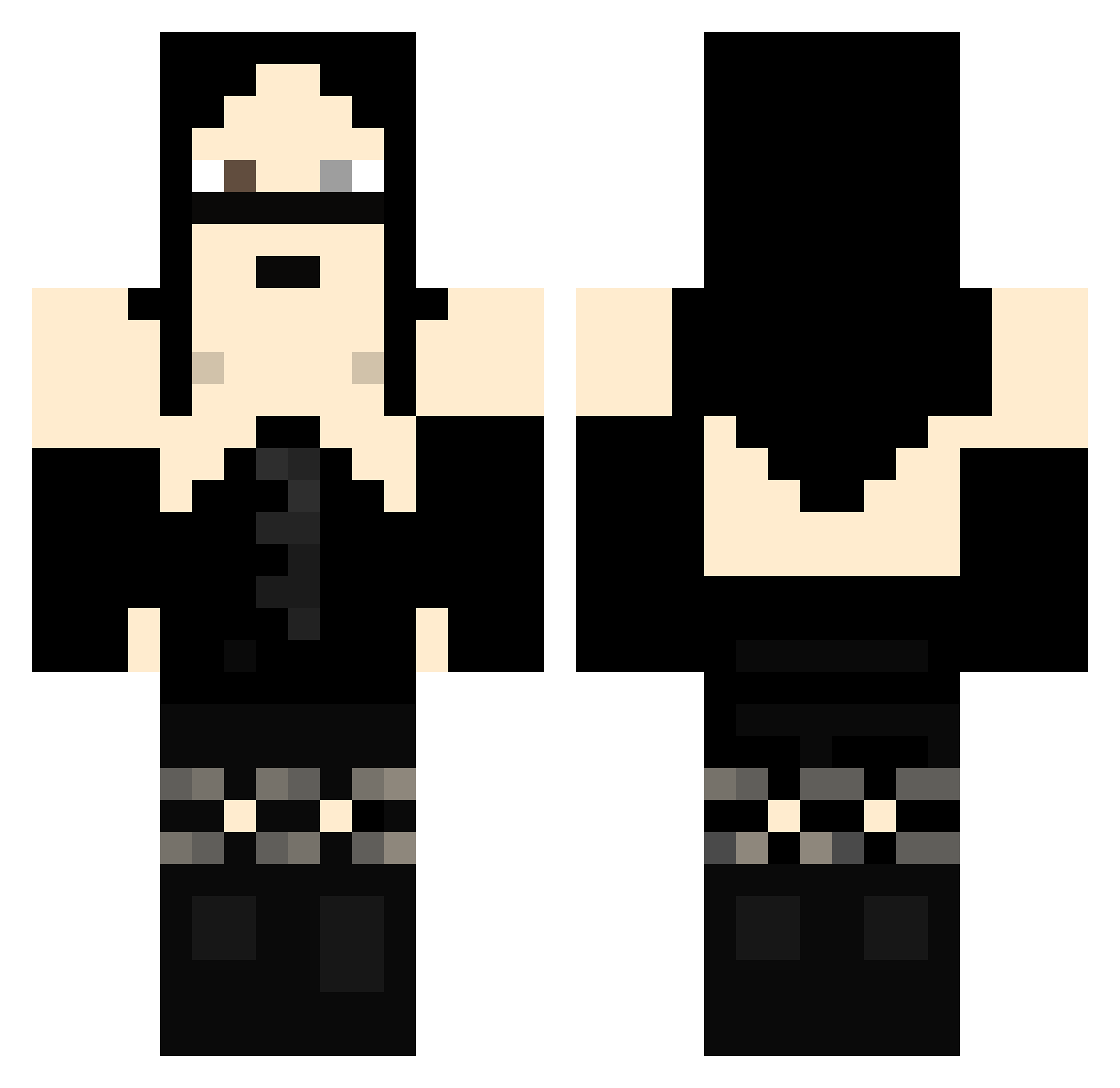 PiggysHardbass Minecraft skin, front and back view
