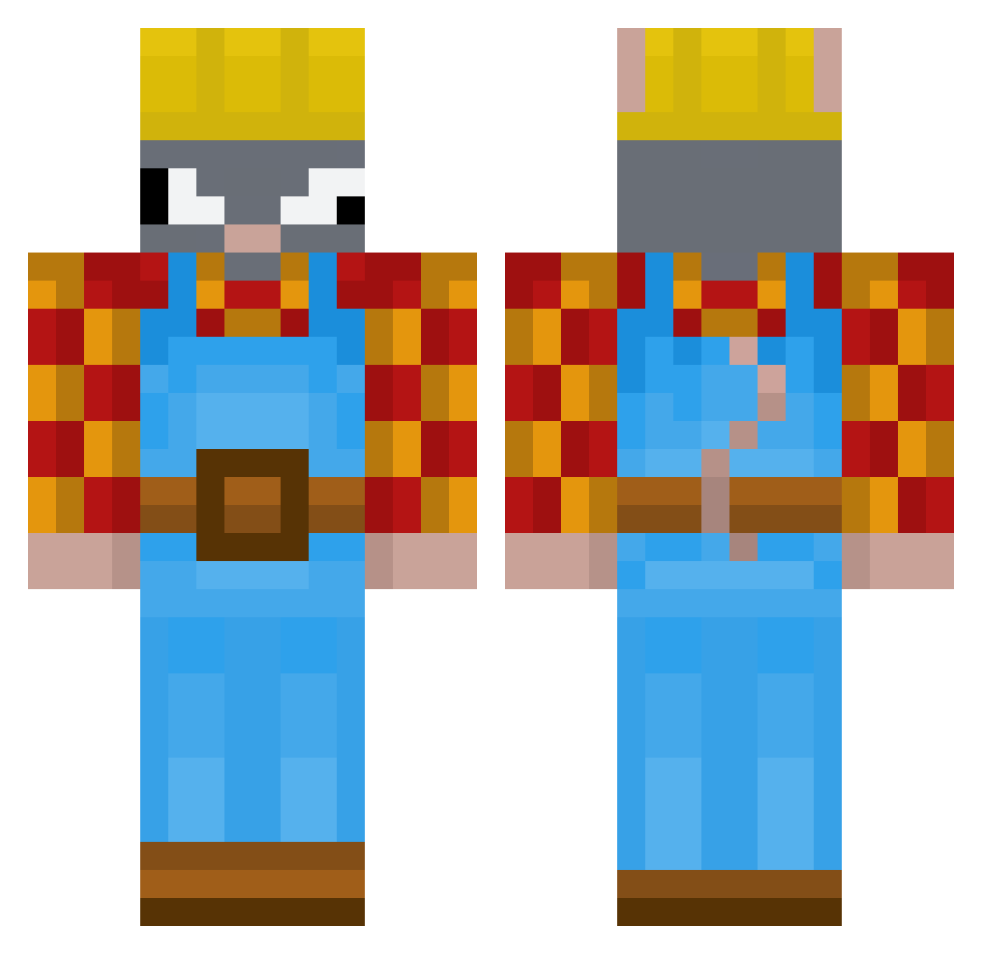 Omegga Minecraft skin, front and back view