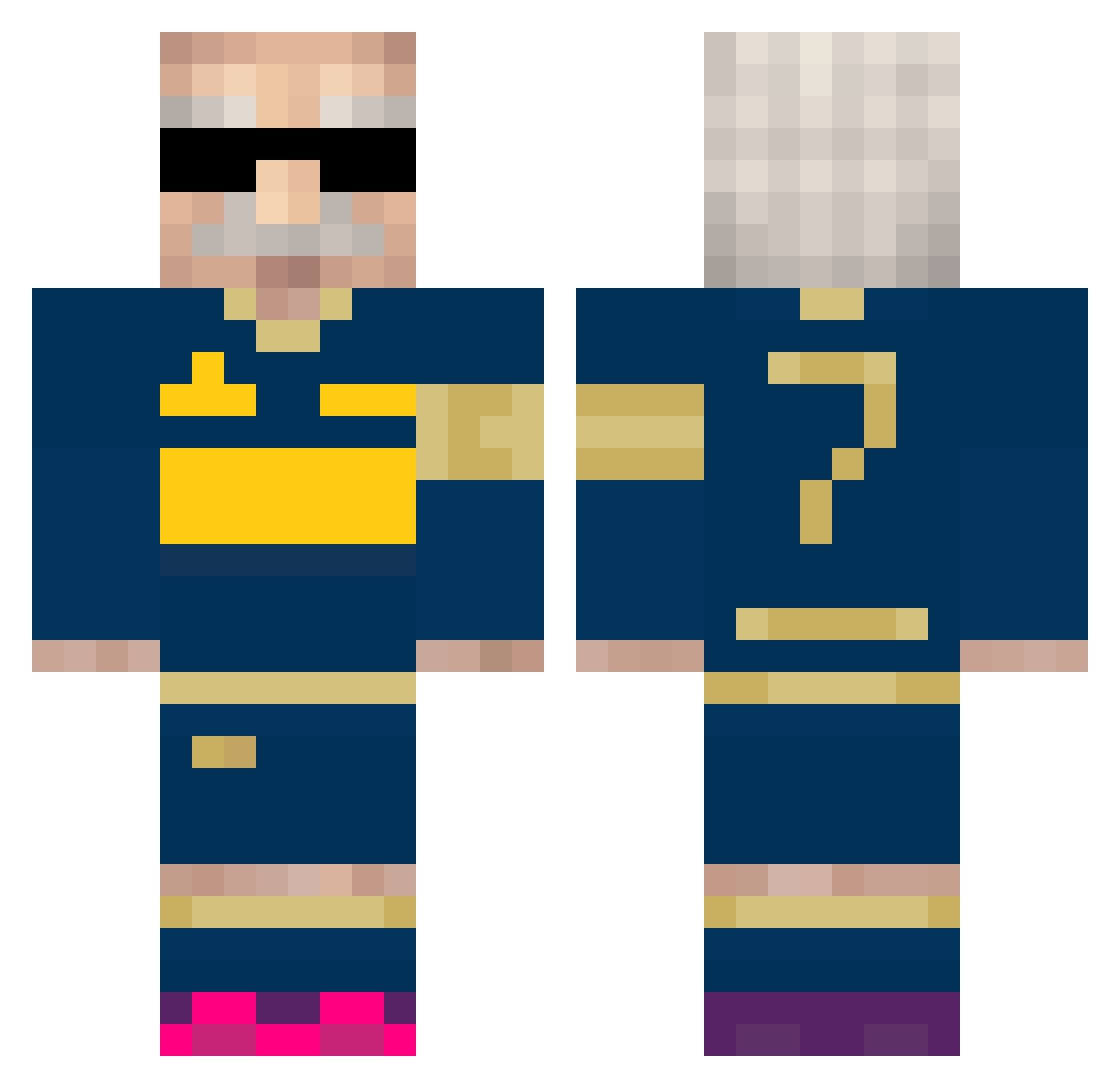 Thiagloo Minecraft skin, front and back view