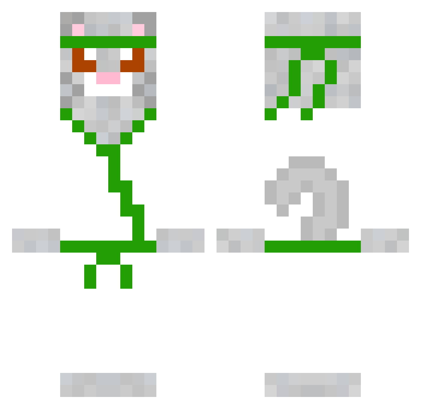Recovery Minecraft skin, front and back view