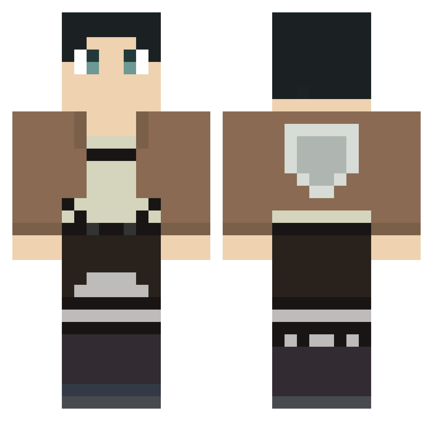 feeRie Minecraft skin, front and back view