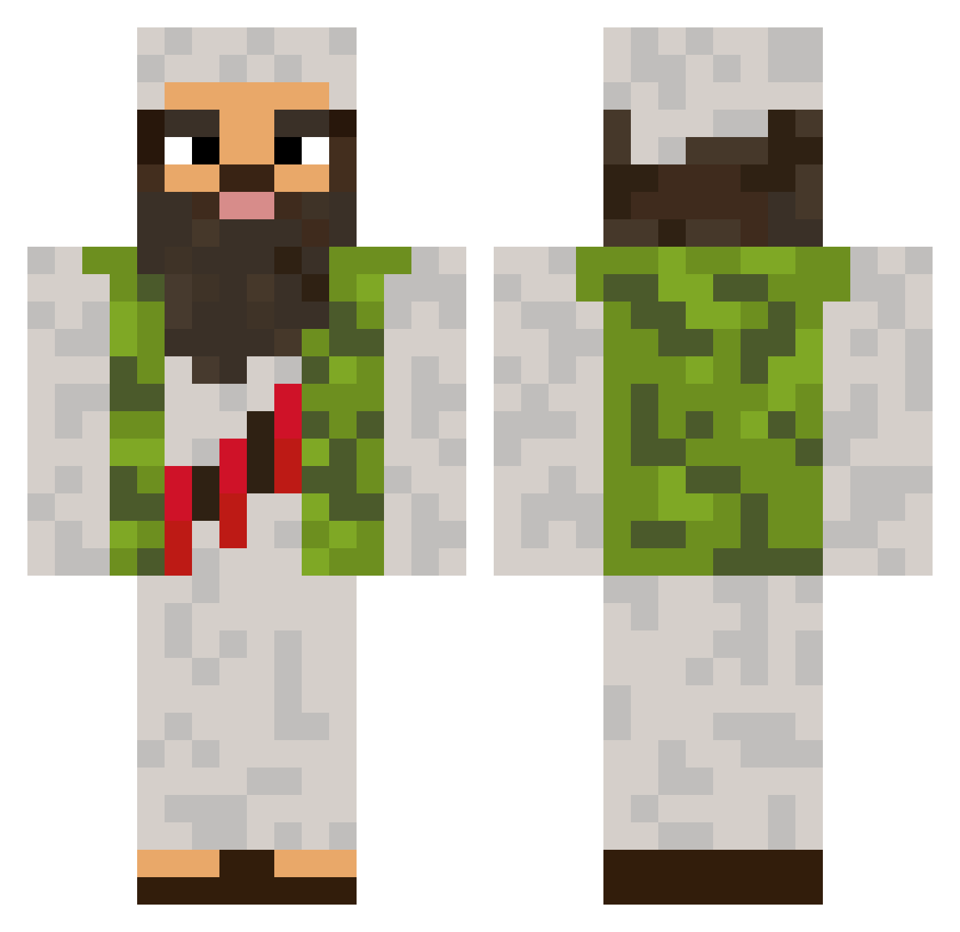 UnRaiding Minecraft skin, front and back view