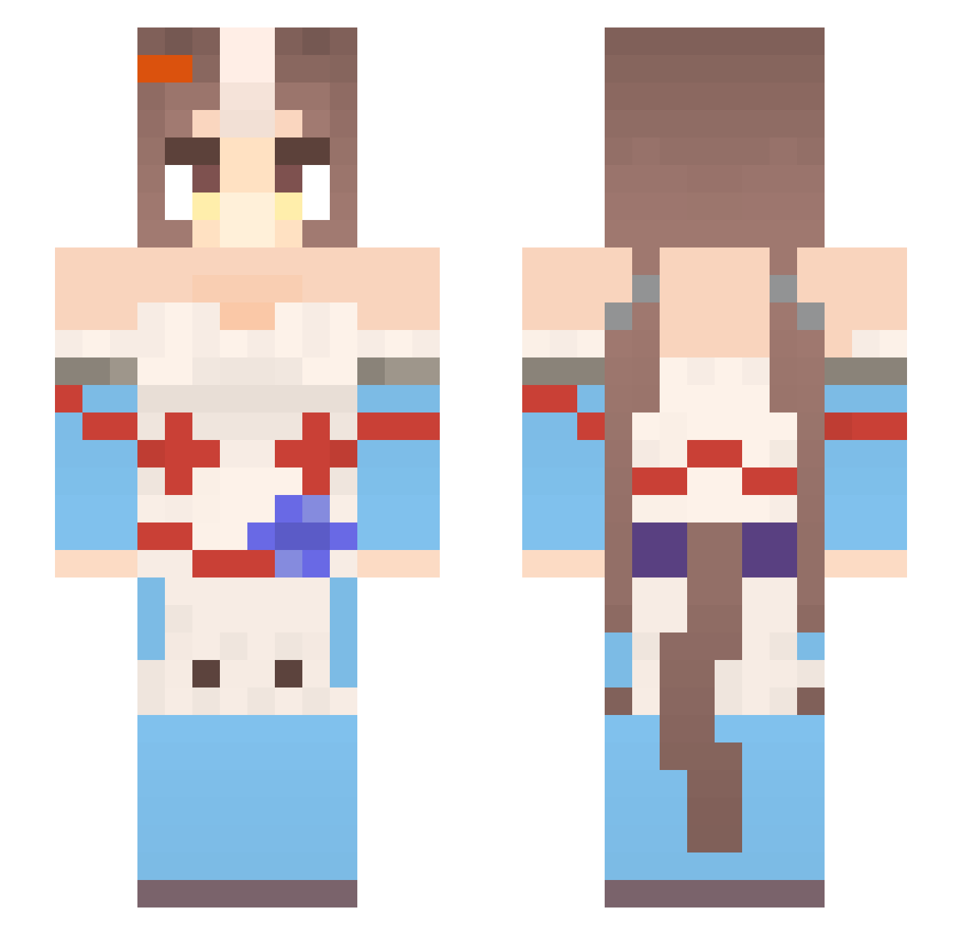 YamaninZephyr Minecraft skin, front and back view