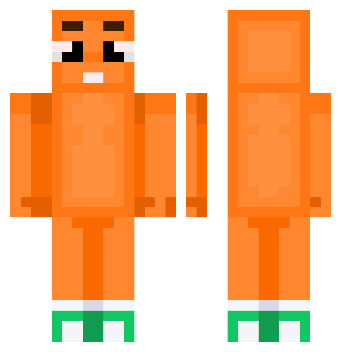 Zatadex Minecraft skin, front and back view