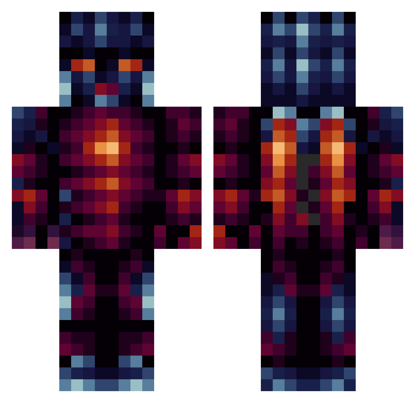 Lady_Llama Minecraft skin, front and back view
