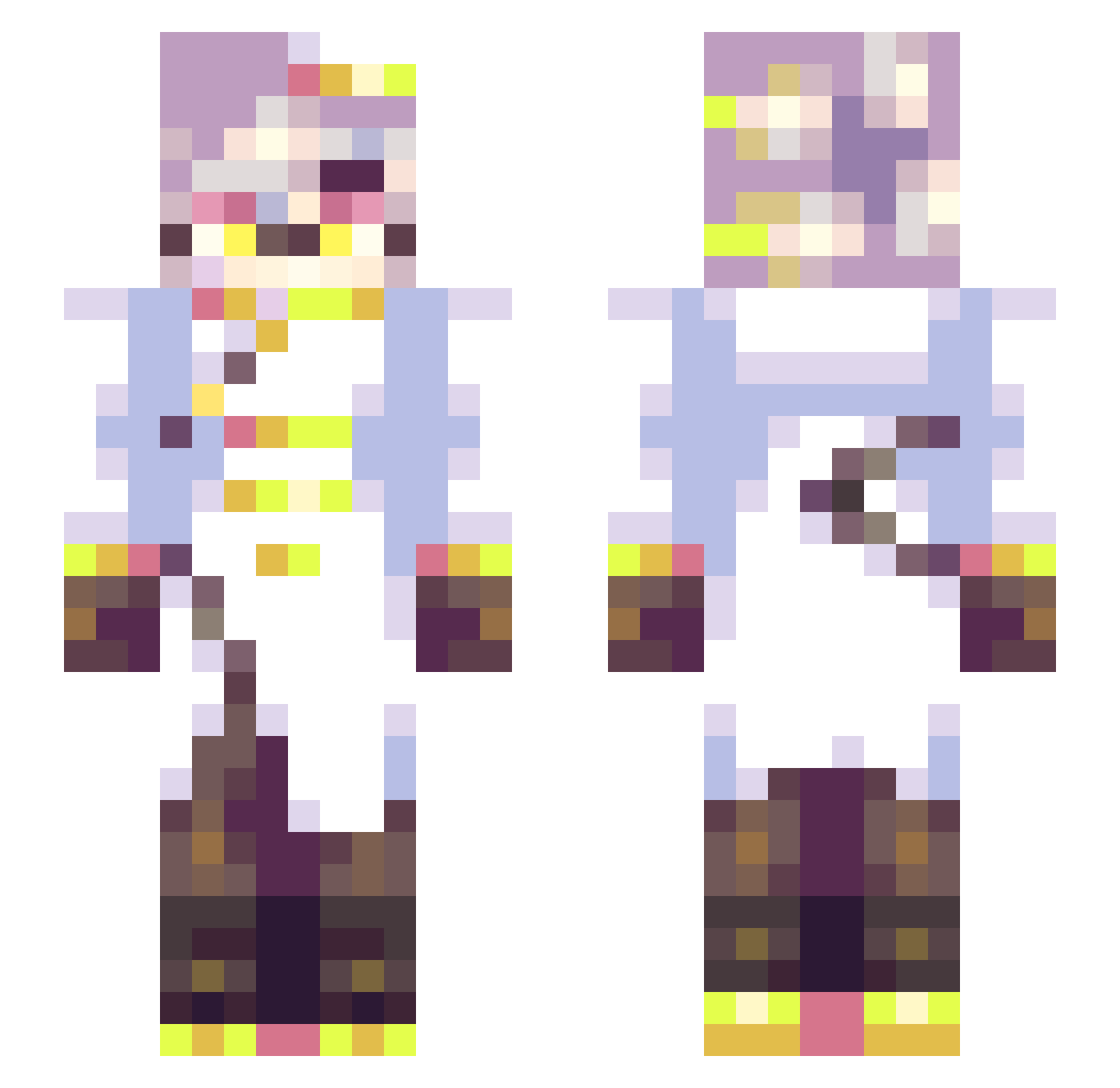 Meoumsi Minecraft skin, front and back view
