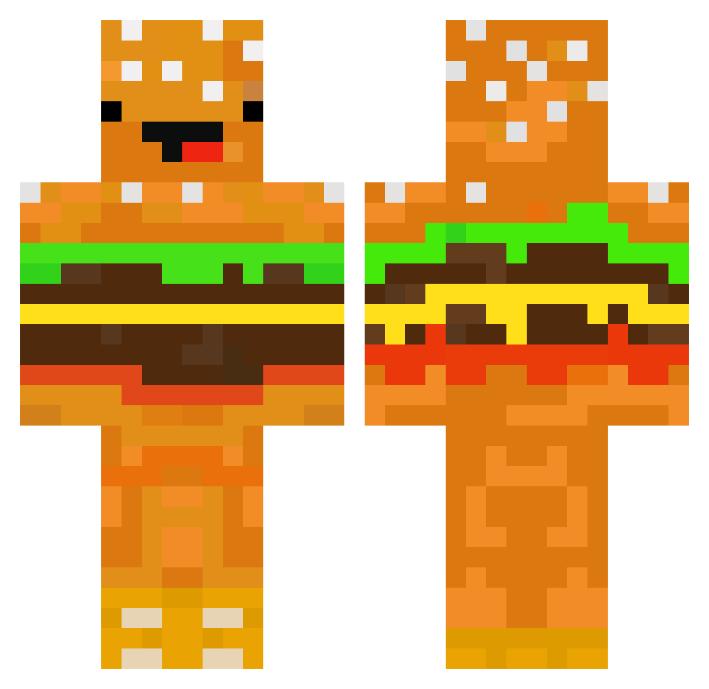 Cheeseburgersz Minecraft skin, front and back view