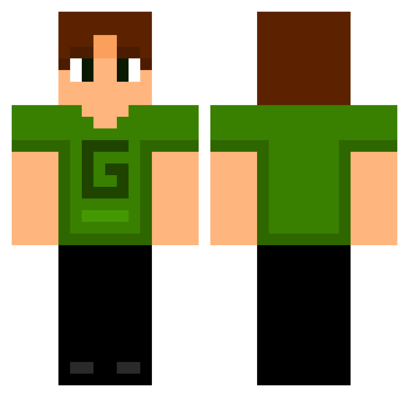 GreyLikeMe Minecraft skin, front and back view