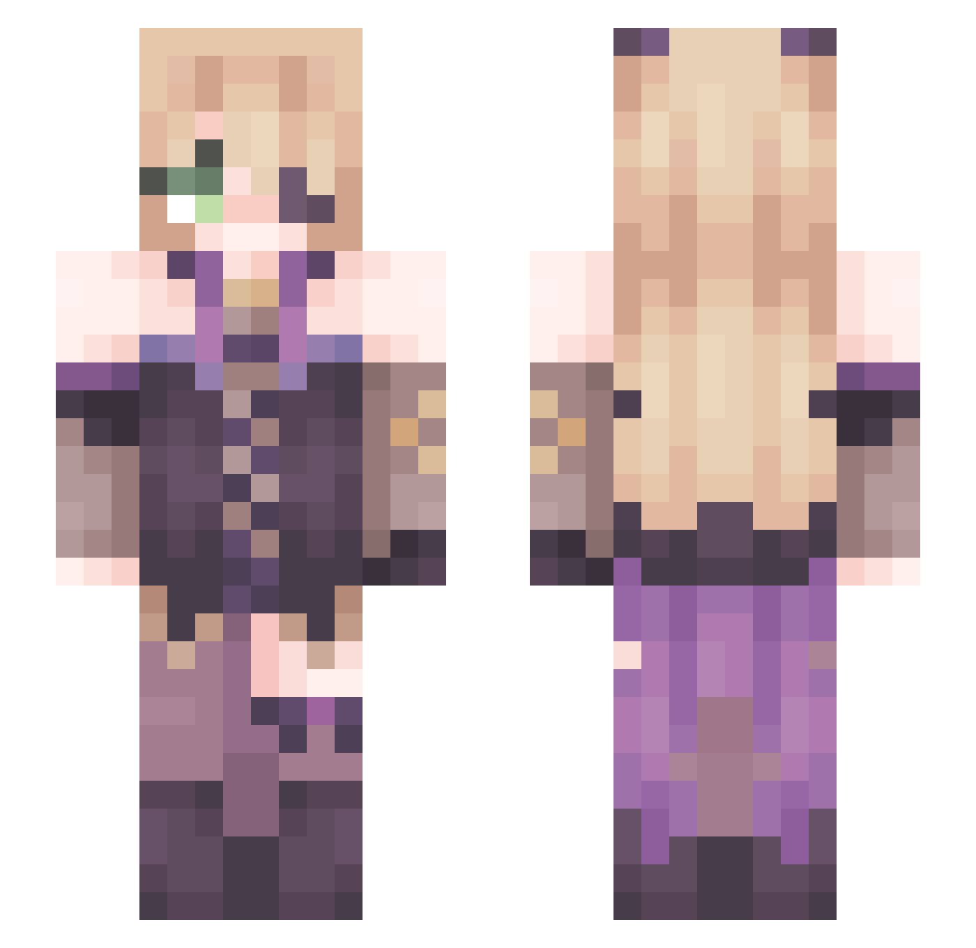 cowsona Minecraft skin, front and back view