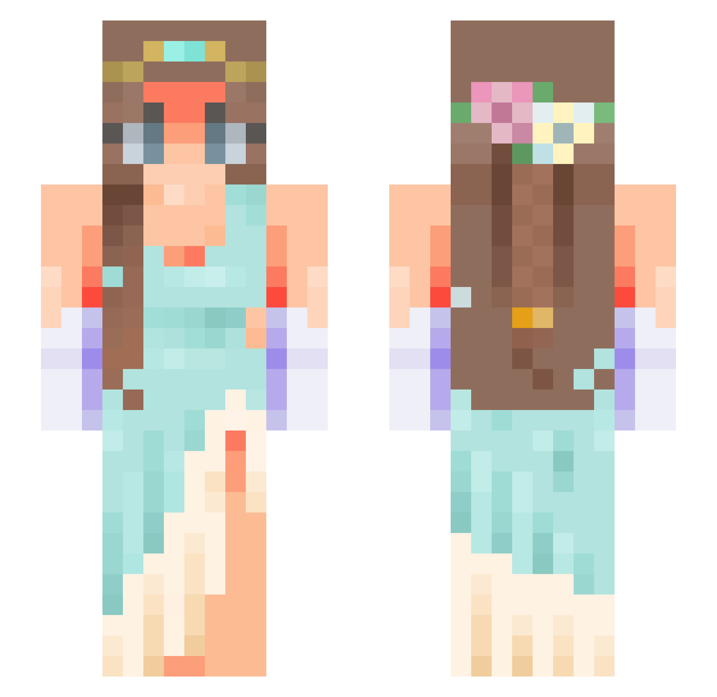 rosybugz Minecraft skin, front and back view