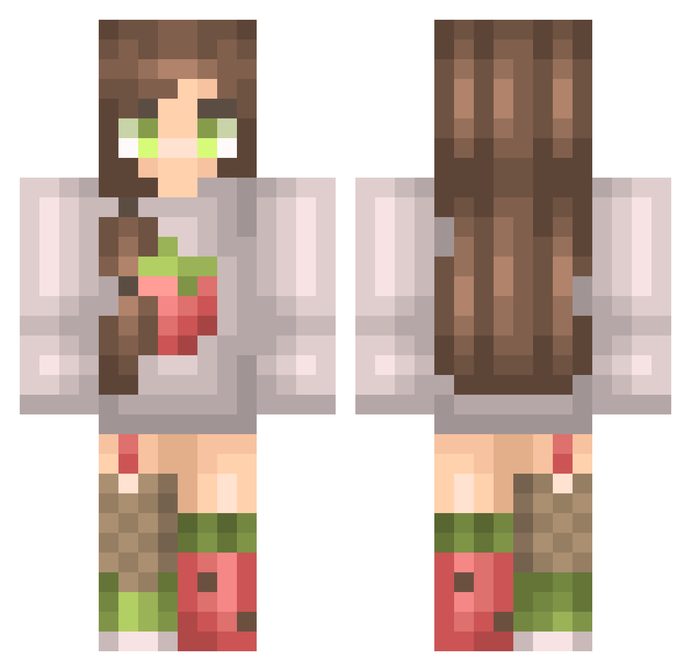 glaadies Minecraft skin, front and back view