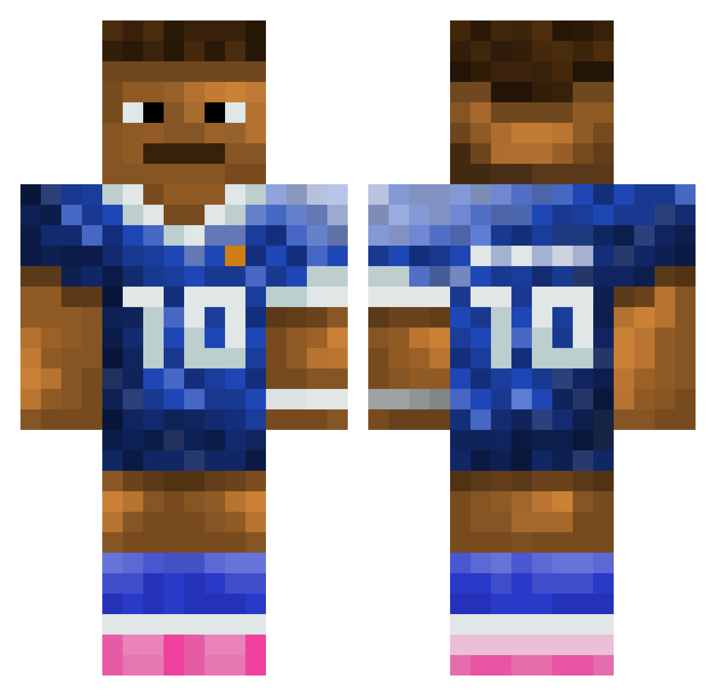 ThorFarlovs Minecraft skin, front and back view