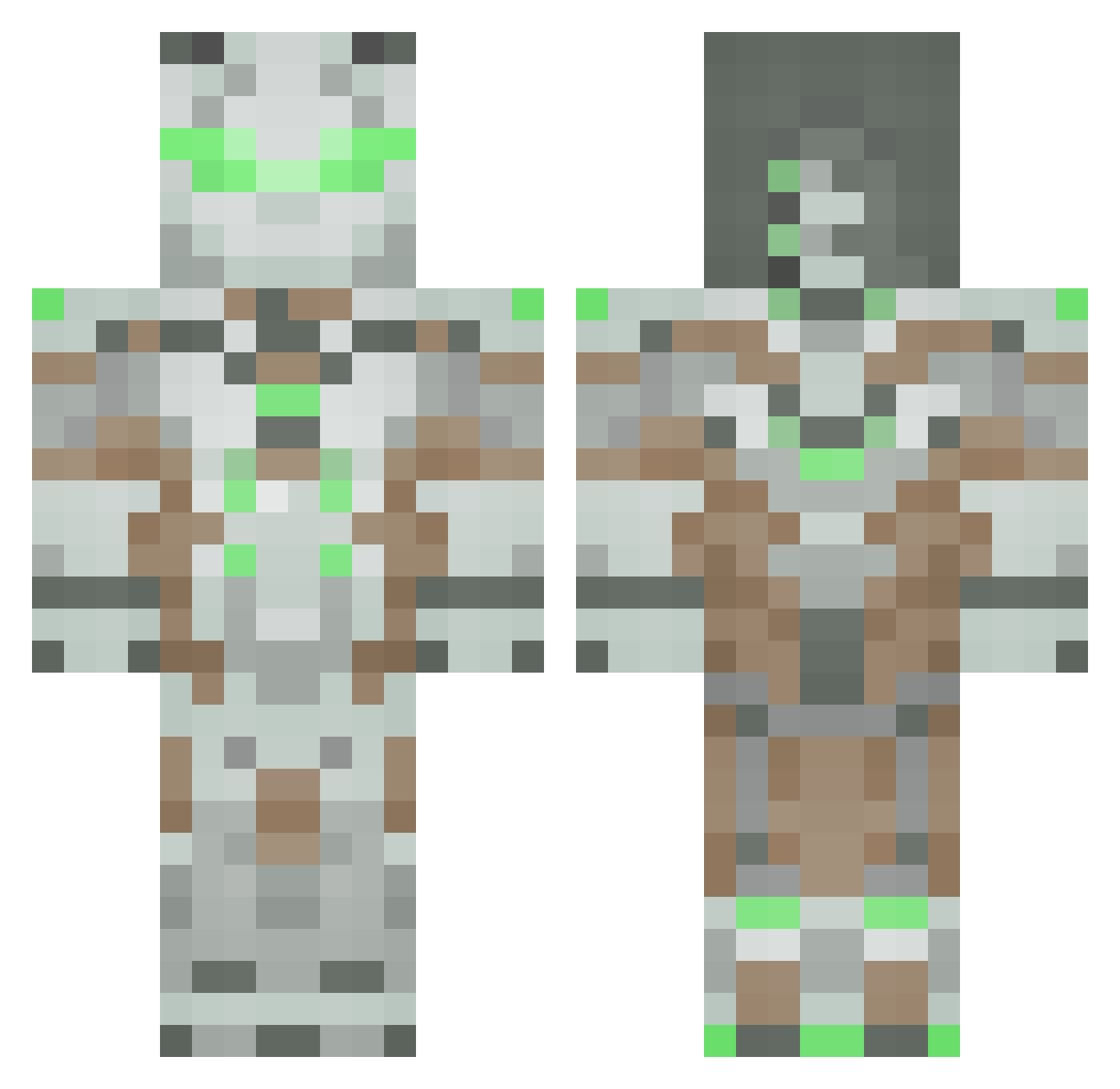 Axqe Minecraft skin, front and back view