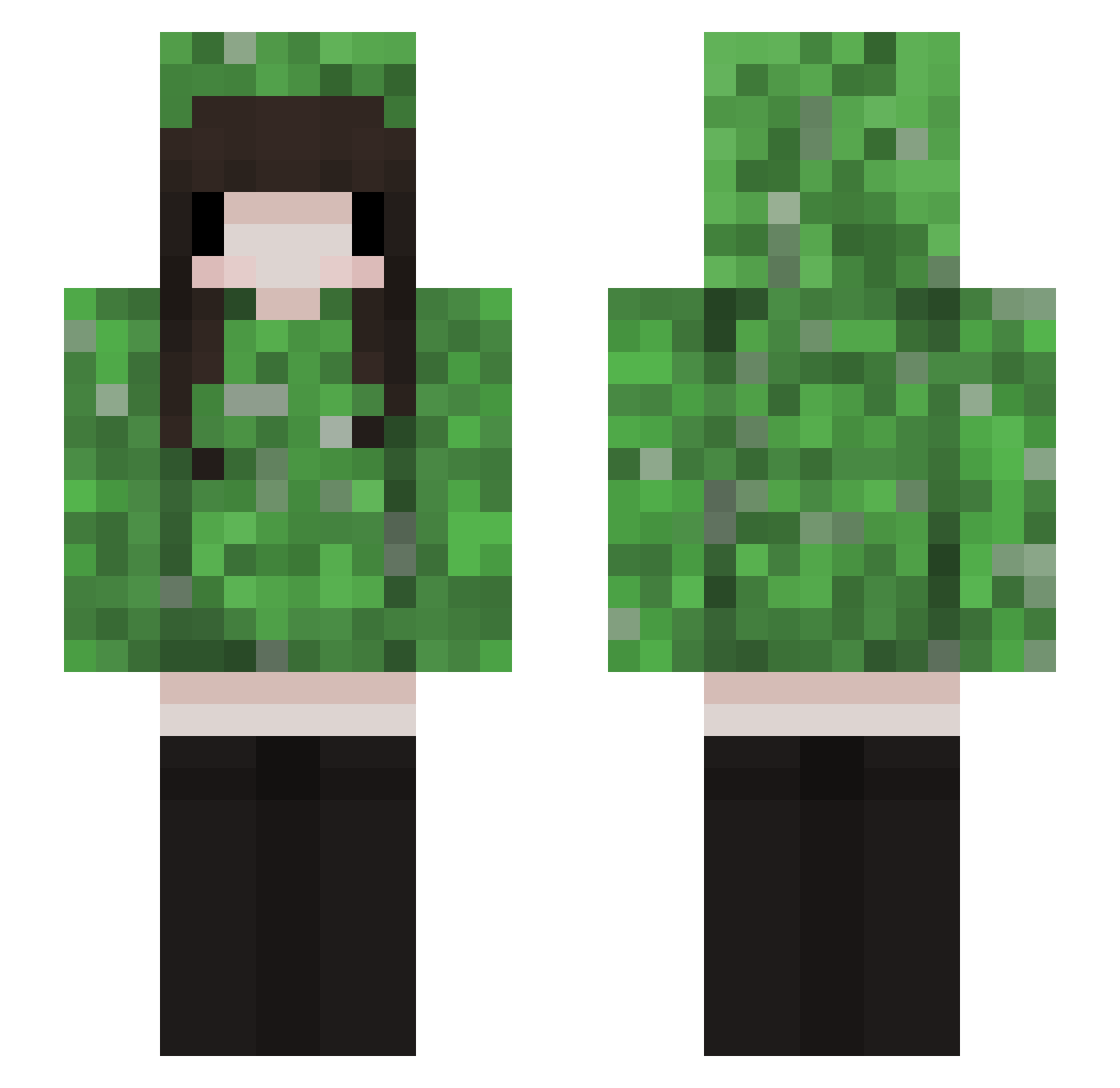 xXni1nXx Minecraft skin, front and back view