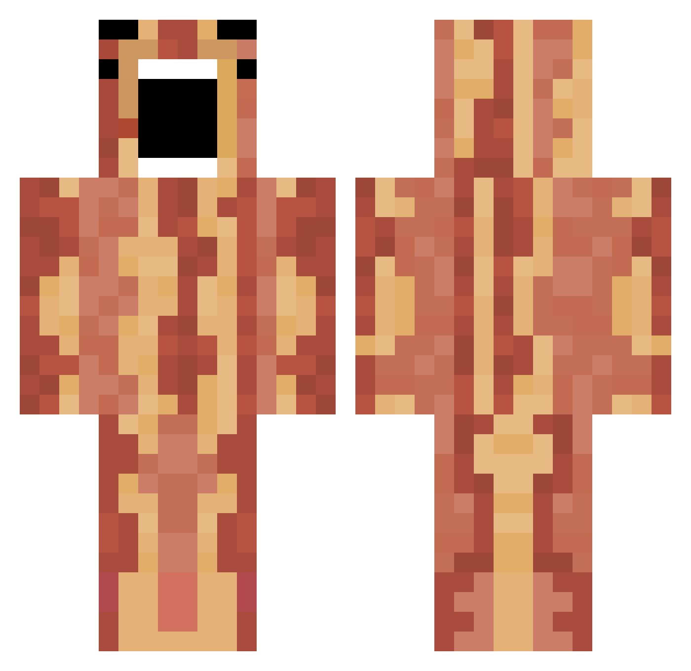 ScreamingBacon Minecraft skin, front and back view