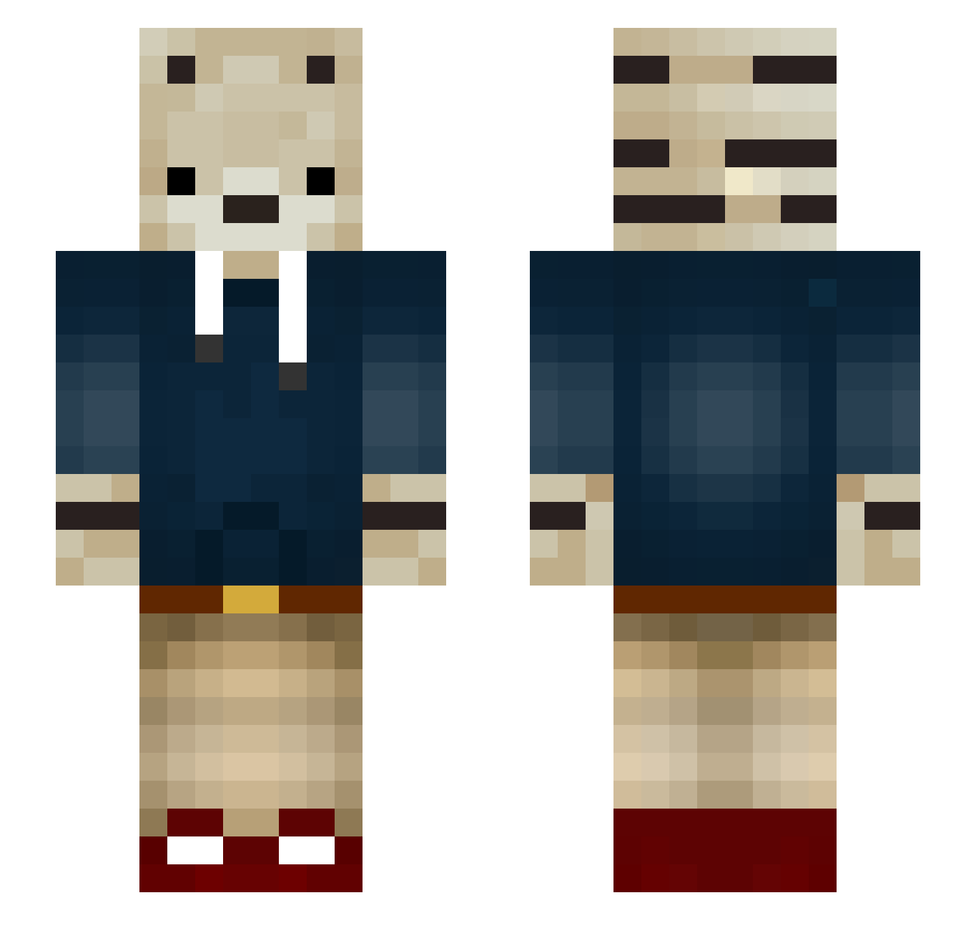 MrHMC Minecraft skin, front and back view
