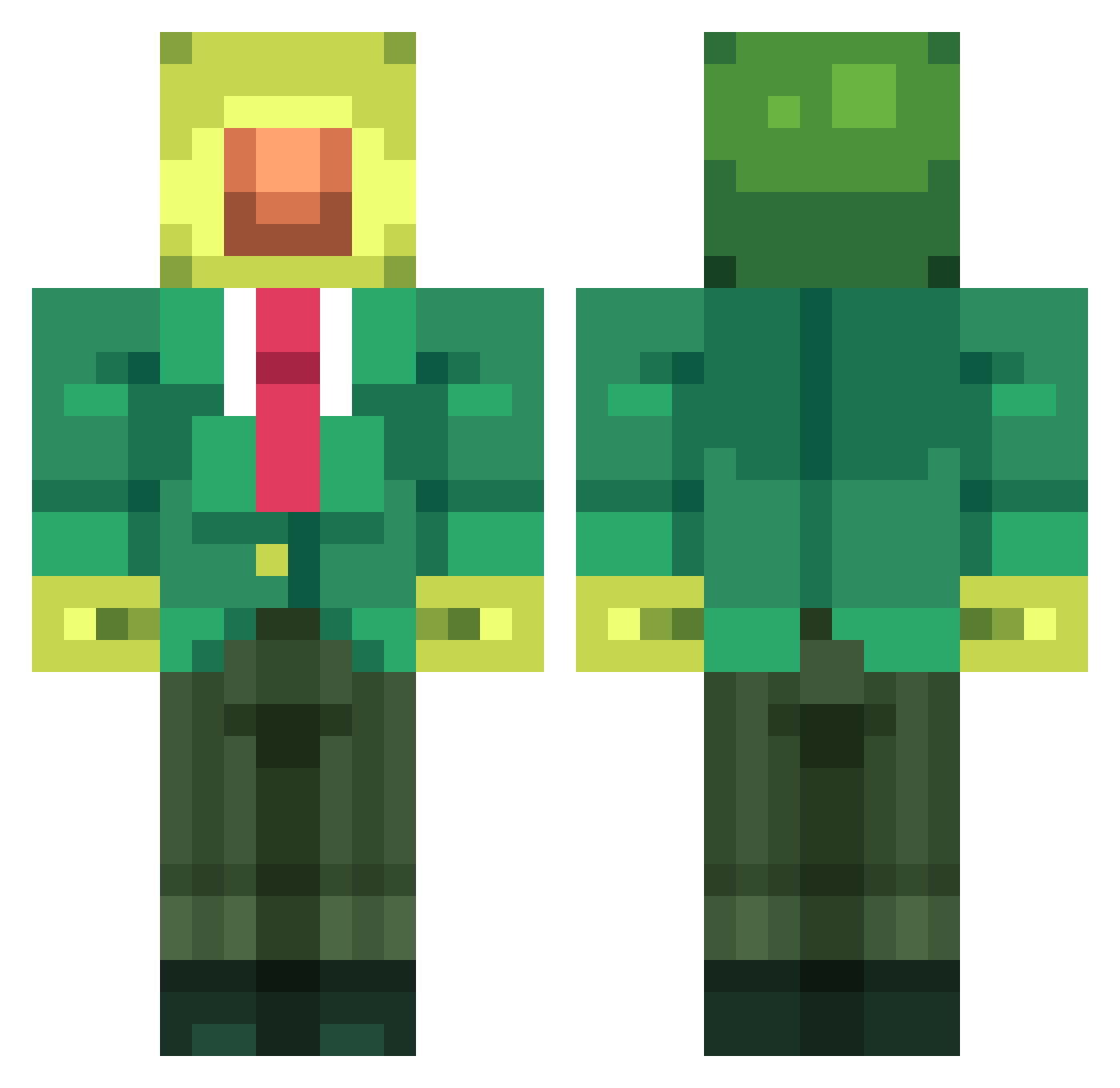 WinterBx Minecraft skin, front and back view