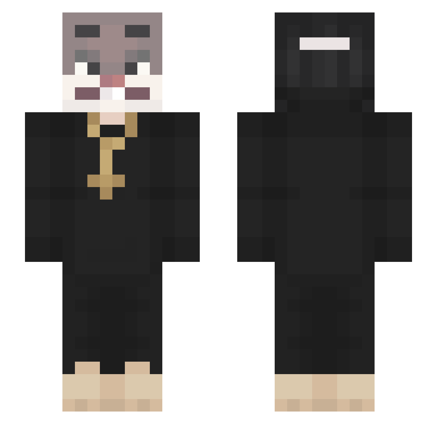Bumbaclart Minecraft skin, front and back view