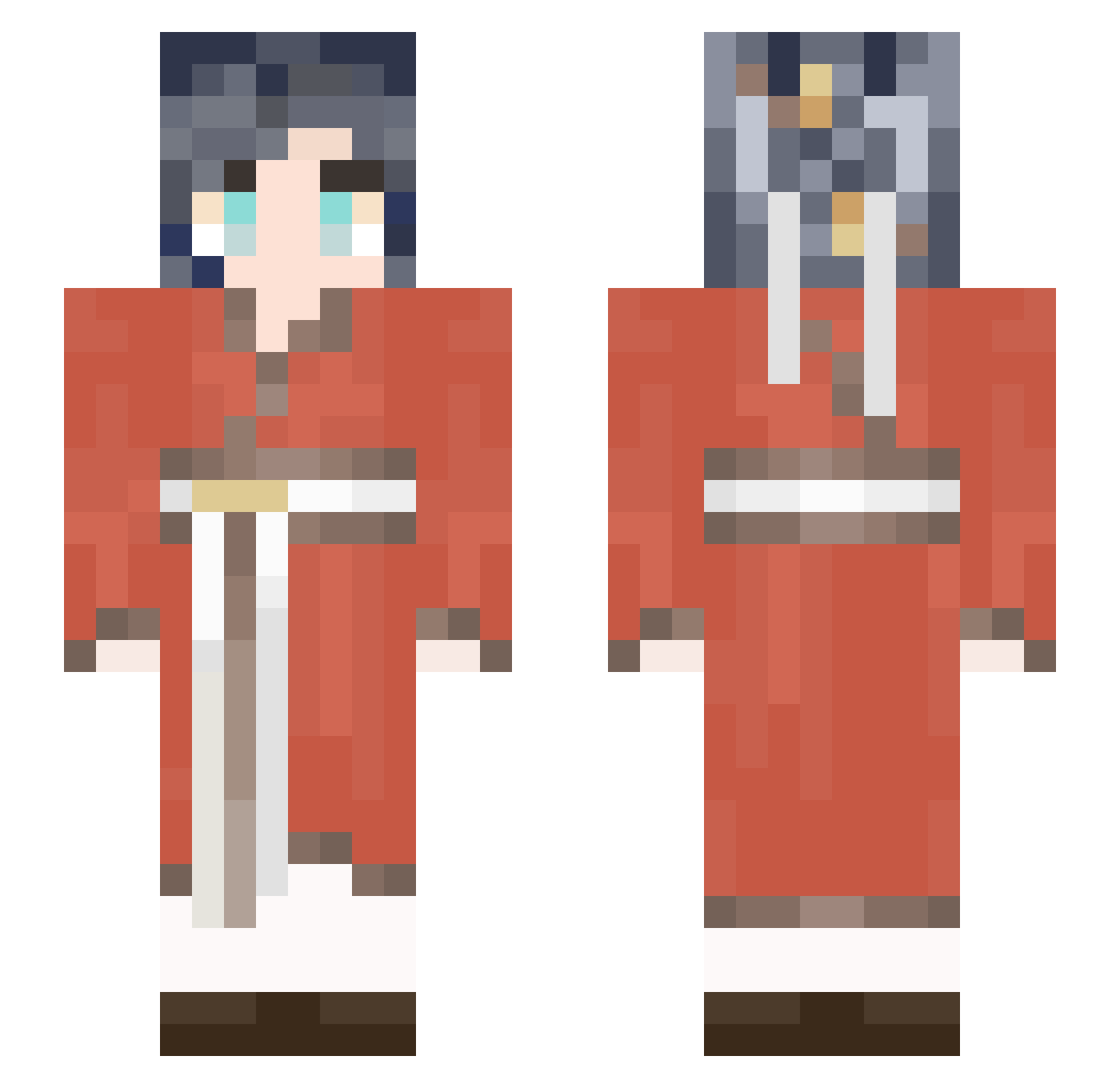 Bik_zhu Minecraft skin, front and back view