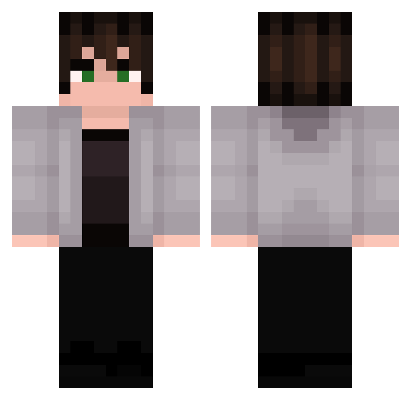 RedAsura_ Minecraft skin, front and back view