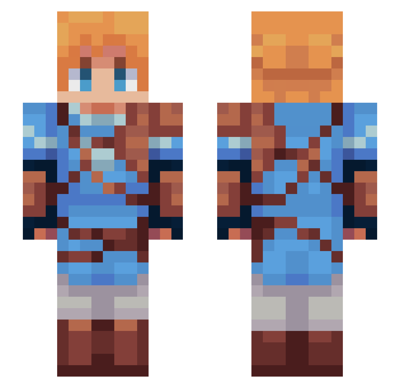 Miyotic Minecraft skin, front and back view