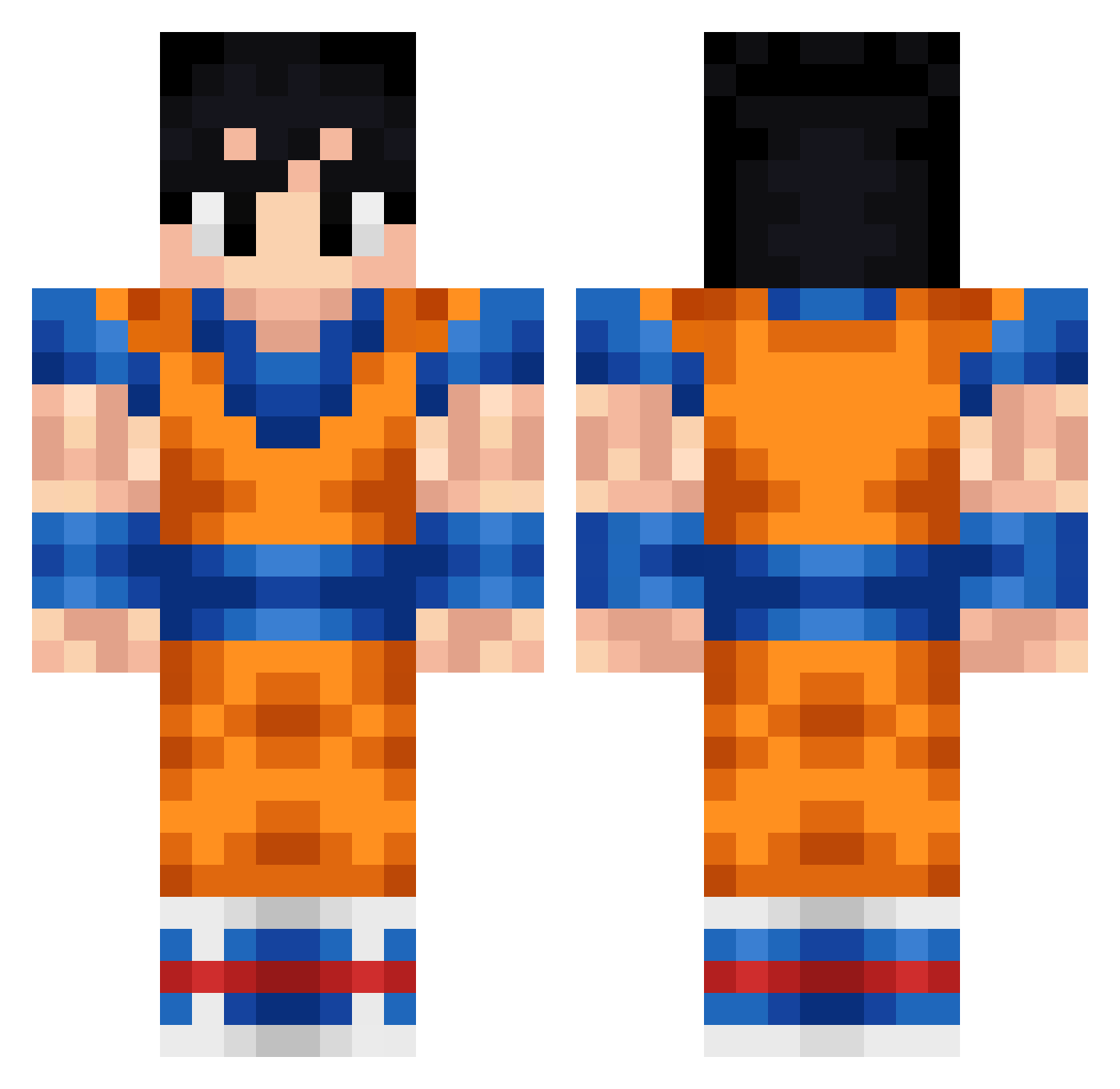 Raccshoes Minecraft skin, front and back view