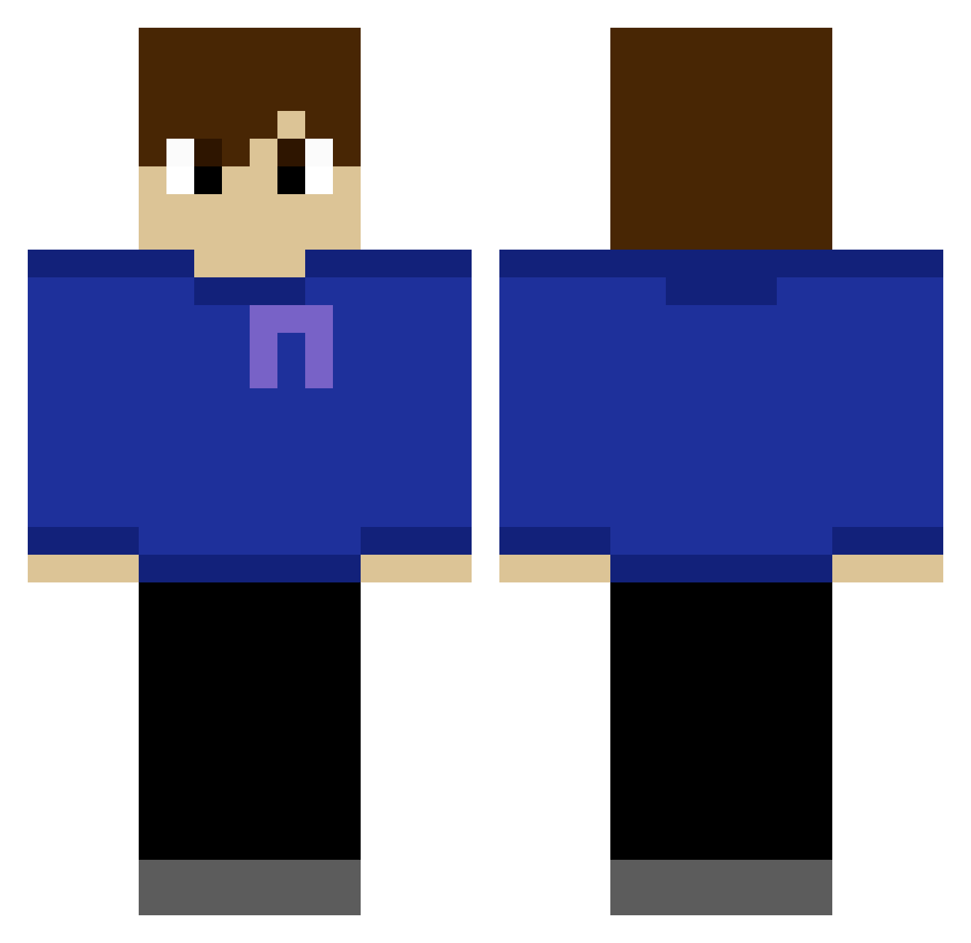 WoolenRacketeer Minecraft skin, front and back view