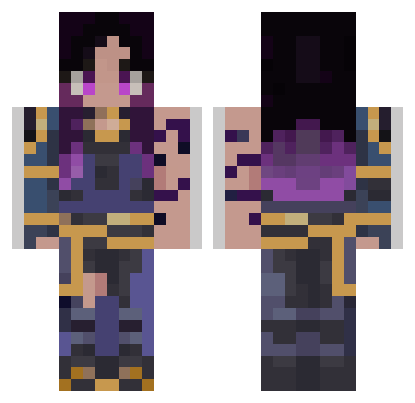 k0shii Minecraft skin, front and back view